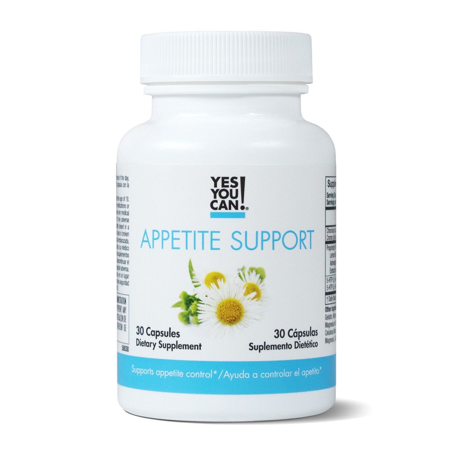 Yes You Can! Appetite Support for Body Weight Management - Healthy Relationship with Food - Includes Natural Ingredients: 5-HTP, Lemon Balm, Chamomile Extract - 30 Capsules, 1 Pack