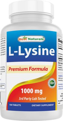 Best Naturals L-Lysine 1000mg 180 Tablets - Double Strength Lysine for stronger immune health &amp; cold sores