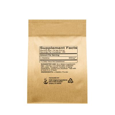 PURE ORIGINAL INGREDIENTS L-Histidine Powder 4 oz, Amino Acid Supplement, No Additives, Always Pure