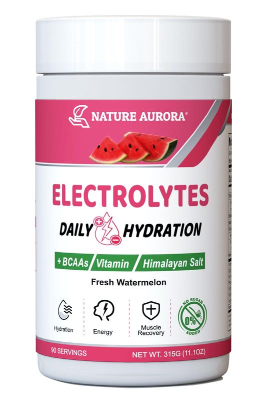Electrolytes Powder No Sugar, Fresh Watermelon Electrolyte Powder, Hydration Powder, Enhanced with Himalayan Salt, BCAAs, and B-Vitamins, No Calories, Sugar Free Keto Electrolyte Drink - 90 Servings