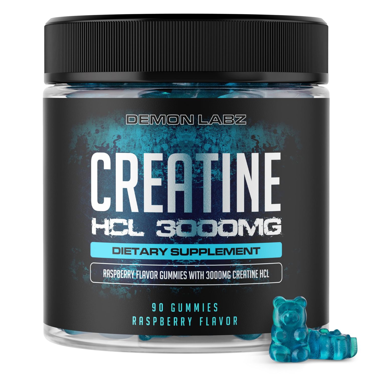 Demon Labz Creatine HCL 3000mg Per Serving - Raspberry Flavour - Vegan Gummies (90 Count (Pack of 1), Raspberry)