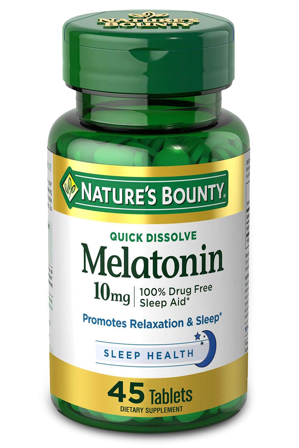 Nature&#39;s Bounty Melatonin, 100% Drug Free Sleep Aid, Dietary Supplement, 10 mg, 45 Count