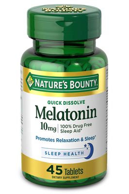 Nature&#39;s Bounty Melatonin, 100% Drug Free Sleep Aid, Dietary Supplement, 10 mg, 45 Count