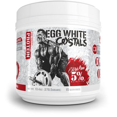 Rich Piana 5% Nutrition Egg White Crystals | 100% Pure Egg White Protein Powder | 20 Grams of Protein | Mixes &amp; Stores Easily | 0.84 lbs, 15 Servings (Unflavored)