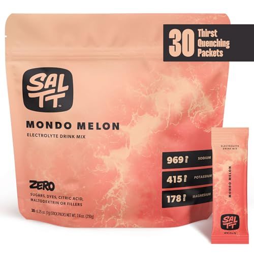 Keto Chow SALTT Electrolytes Powder Flavored Drink Mix - Mondo Melon - 30 Hydration Packets - Magnesium, Potassium, Sodium, Trace Minerals - Zero Sugar &amp; Gluten Free - Travel Essentials