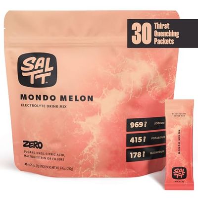 Keto Chow SALTT Electrolytes Powder Flavored Drink Mix - Mondo Melon - 30 Hydration Packets - Magnesium, Potassium, Sodium, Trace Minerals - Zero Sugar &amp; Gluten Free - Travel Essentials