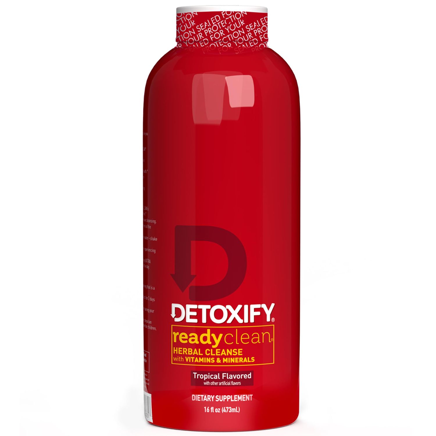 Detoxify - Ready Clean Herbal Cleanse - Tropical - 16 oz - Professionally Formulated Herbal Detox Drink - Enhanced with Milk Thistle Seed Extract &amp; Burdock Root Extract - Plus Sticker.