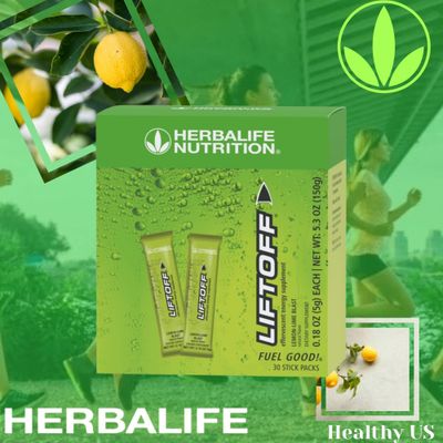Herbalife Nutrition LIFTOFF Energy Stick Packs -Lemon-Lime Blast - Instant Drink for Natural Boost of Energy, Clears Minds, Improves Concentration, 30 Count (30 Packs), Green Lemon-Lime Blast