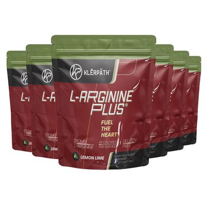 L-Arginine Plus Lemon Lime 6 Pack - Blood Pressure, Cholesterol Formula, Heart Health Supplement, 13.4 OZ (380g)