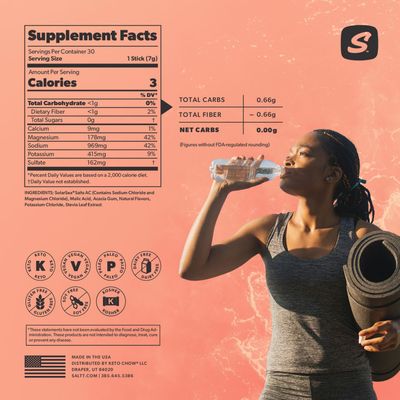 Keto Chow SALTT Electrolytes Powder Flavored Drink Mix - Mondo Melon - 30 Hydration Packets - Magnesium, Potassium, Sodium, Trace Minerals - Zero Sugar & Gluten Free - Travel Essentials