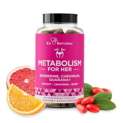Metabolism for Her - Weight Loss Pills for Women - Appetite Suppressant, Fat Burner, Metabolism Booster - Combat Cravings &amp; Lose Belly Fat - Berberine, Chromium Picolinate &amp; Guarana - 60 Veg Capsules