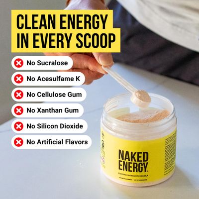 Naked Energy - Pure Pre Workout Powder for Men and Women, Vegan, Unflavored, Healthy Pre Workout - No Added Sweeteners, Colors Or Flavors - 50 Servings