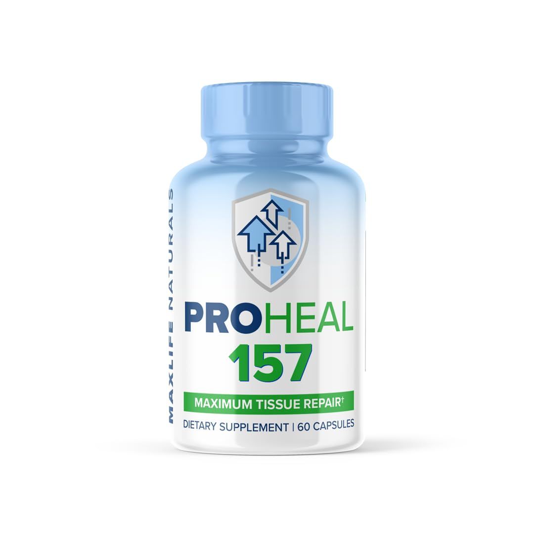 MaxLife Naturals Pro Heal 157 - Peptide Compound 1000mcg Body Protection Complex, High Potency - 123% More Effective Than BPC 157 for Enhanced Muscle Repair &amp; Gut Health Support (60 Capsules)