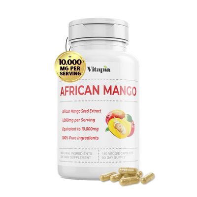 African Mango Capsules 10,000mg for Immune System, Metabolism, and Nutritional Wellness Support - Pure 10:1 Irvingia Gabonensis Extract - 180 Veggie Capsules Non-GMO, Gluten-Free, Vegan-Friendly