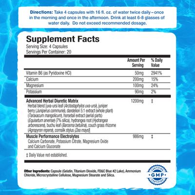 MHP Xpel Maximum Strength Diuretic Water Pills, for Water Retention Relief, Weight Loss Support, Caffeine-Free with Vitamin B-6 Potassium Dandelion Root, 80 Capsules