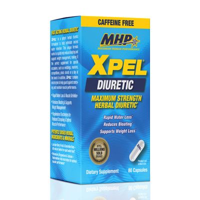 MHP Xpel Maximum Strength Diuretic Water Pills, for Water Retention Relief, Weight Loss Support, Caffeine-Free with Vitamin B-6 Potassium Dandelion Root, 80 Capsules