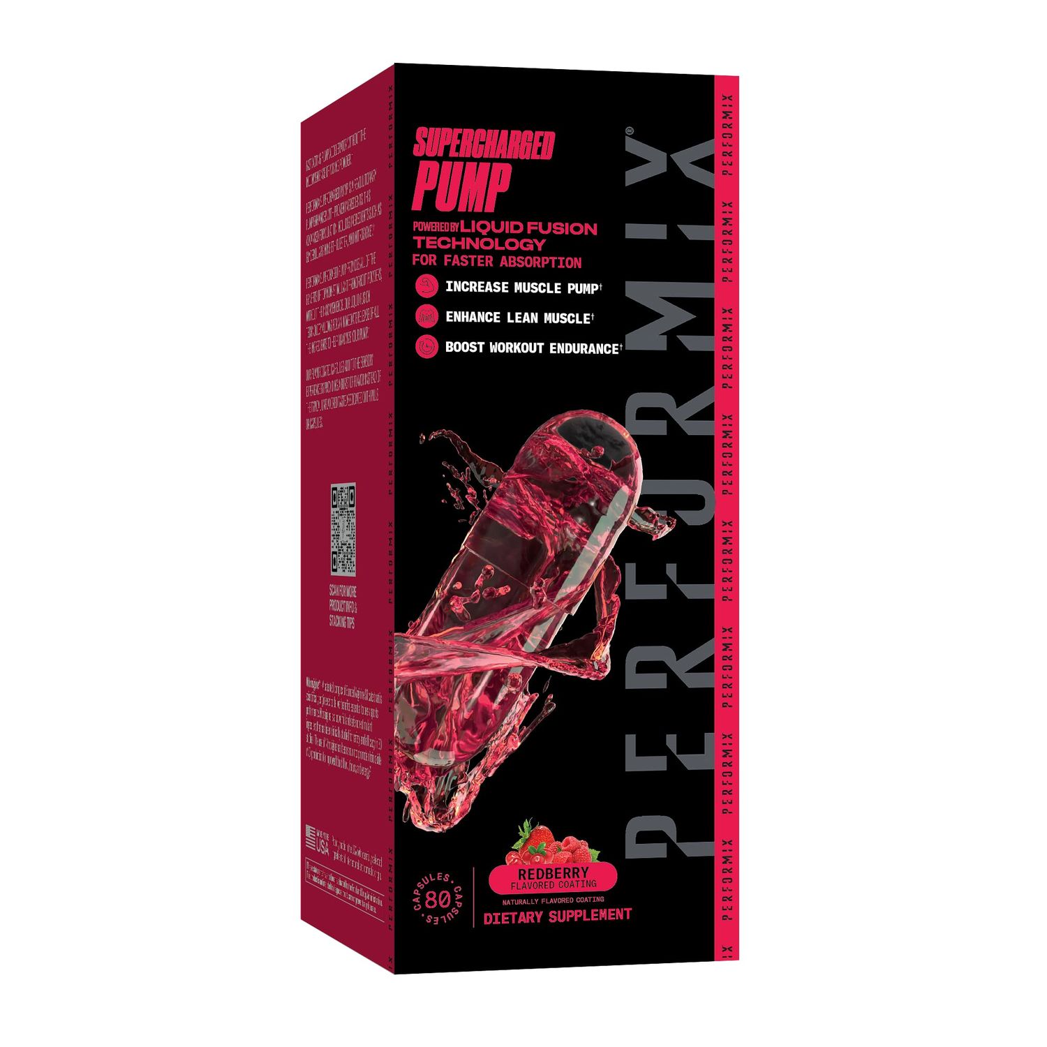 PERFORMIX Supercharged Pump - Nitrosigine and Betaine Pre-Workout Supplement - Muscle Pump Accelerator - Endurance and Strength Booster (80 Capsules)