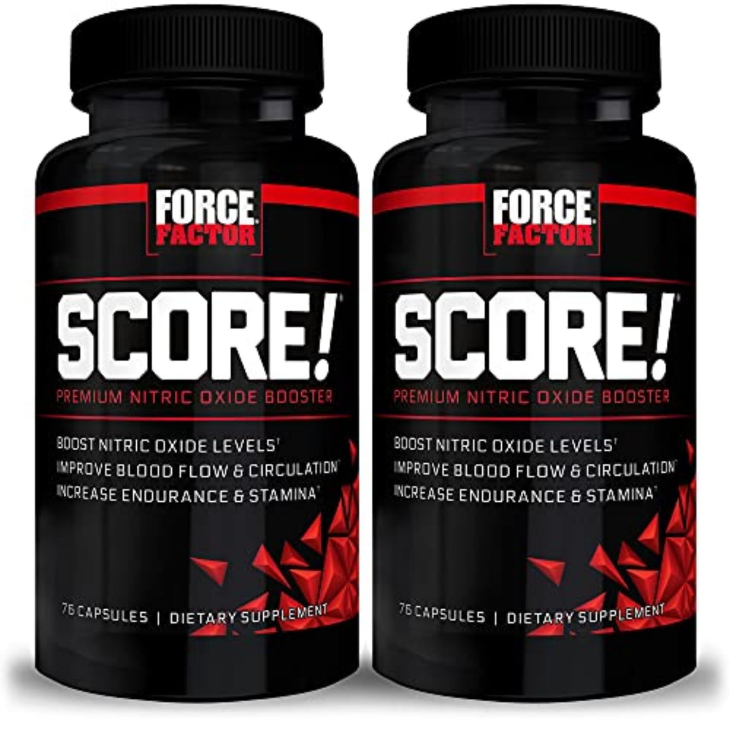 FORCE FACTOR Score!, 2-Pack, Nitric Oxide Supplement for Men, Nitric Oxide Booster with L-Citrulline and Tribulus terrestris to Improve Blood Flow and Enhance Performance, 152 Capsules
