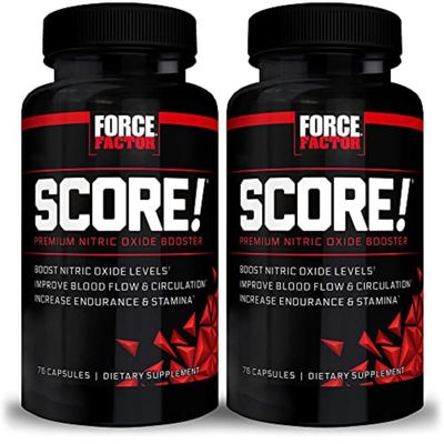 FORCE FACTOR Score!, 2-Pack, Nitric Oxide Supplement for Men, Nitric Oxide Booster with L-Citrulline and Tribulus terrestris to Improve Blood Flow and Enhance Performance, 152 Capsules