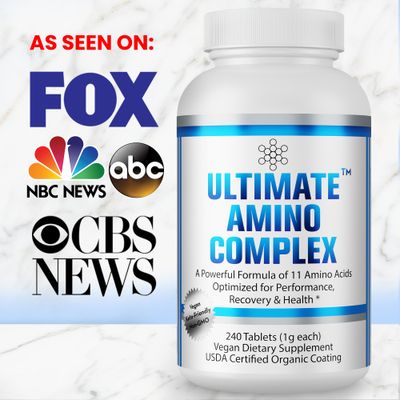Ultimate Amino Complex Supplement - 240 Easy-to-Swallow, Flavorless 1g Tablets - All 9 Essential Amino Acids Plus Cystine &amp; Tyrosine - 2:1:1 BCAA Ratio - Increase Energy &amp; Muscle - Vegan &amp; Non-GMO