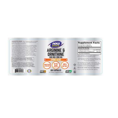 Now Foods Arginine Ornithine 100 Caps