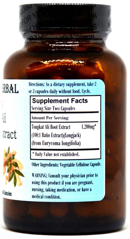 Tongkat Ali 100:1 Extract Powder 600mg - 60 Veggie Capsules (Longjack) High Potency, Supports Overall Health &amp; Endurance - No Stearates, No Fillers, Glass-Bottled, Non-GMO, Gluten-Free