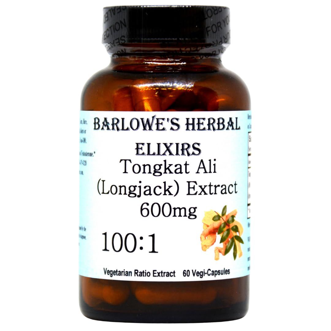 Tongkat Ali 100:1 Extract Powder 600mg - 60 Veggie Capsules (Longjack) High Potency, Supports Overall Health &amp; Endurance - No Stearates, No Fillers, Glass-Bottled, Non-GMO, Gluten-Free