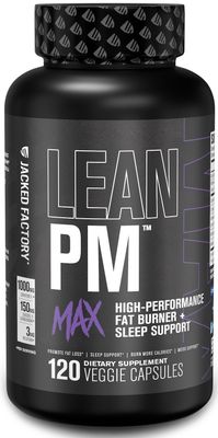 Jacked Factory Lean PM Max - High-Performance Weight Loss, Sleep Support, Fat Burner, &amp; Appetite Suppressant for Men and Women w/Melatonin, Magnesium, Carnipure, &amp; Ashwagandha - 120 Diet Pills