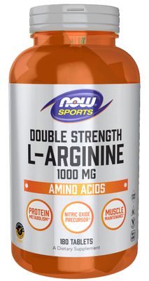 NOW Foods Sports Nutrition, L-Arginine Double Strength 1000mg, Nitric Oxide Precursor, Amino Acids, 180 Tablets
