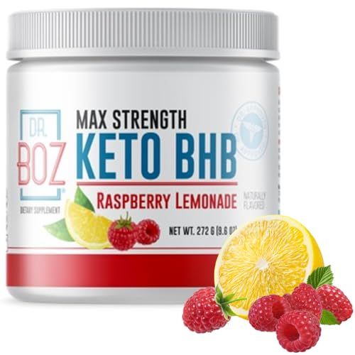 Dr. Boz - Keto BHB Powder - Raspberry Lemonade, 20 Servings - Ketones Drink - Increase Energy &amp; Reduce Cravings - Max Strength Dietary Supplement - Quality Tested - Made in The USA - 9.6oz (272g)