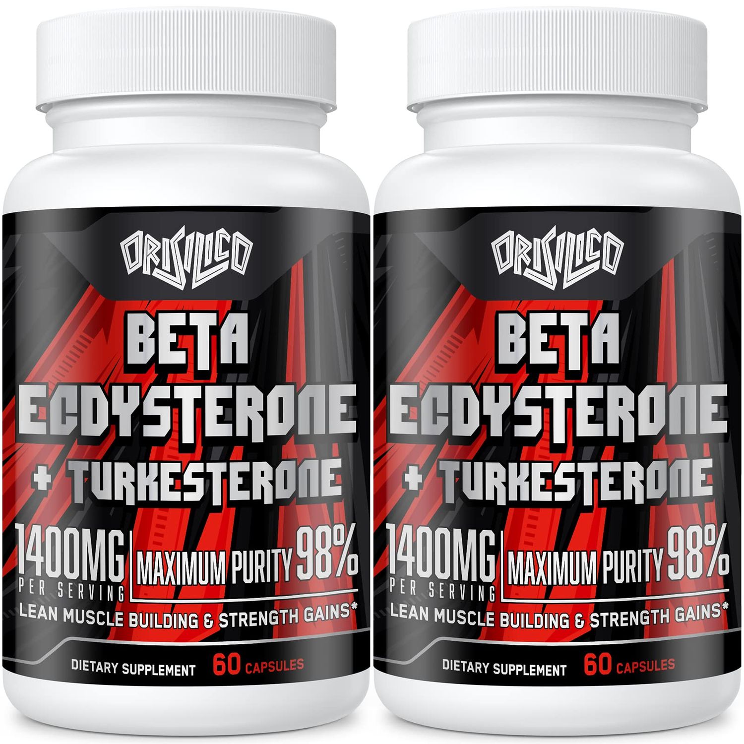 Orisilico 1400mg Beta Ecdysterone and Turkesterone Supplements, Maximized 98% Beta Ecdysterone &amp; 20% Turkesterone Extract for Muscle Mass,Strength, Protein Synthesis, 120 Capsules