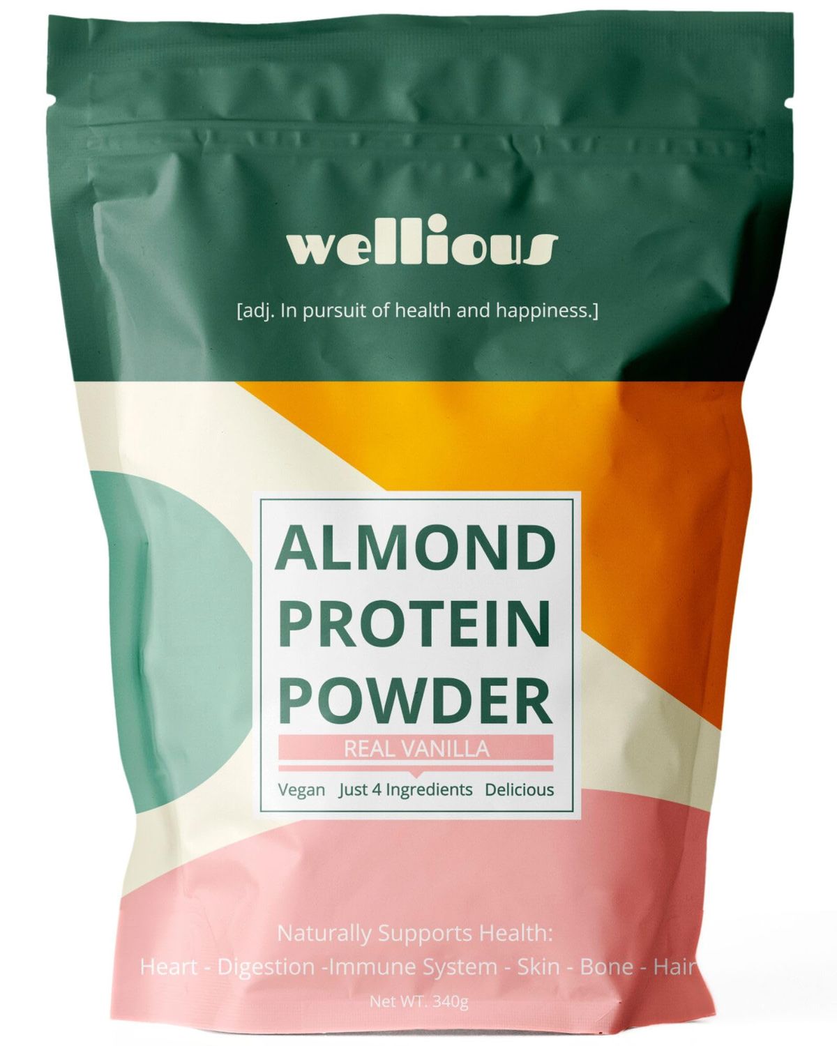 wellious Clean Vegan Protein Powder Vanilla - Organic Plant Based Protein Powder Dairy Free for Gut Health, No Sodium, High Fiber, Keto Friendly, Non Dairy, Lactose Free Protein Powder