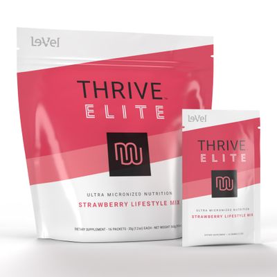 Le-Vel Thrive Elite Strawberry Lifestyle Mix | Protein Shake for Men &amp; Women | Gluten Free Strawberry Protein Powder | High Calorie Protein Shake | 16 Servings