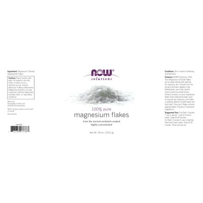 NOW Foods Solutions, Magnesium Flakes, 100% Pure, from the Ancient Zechstein Seabed, Highly Concentrated, 54-Ounce