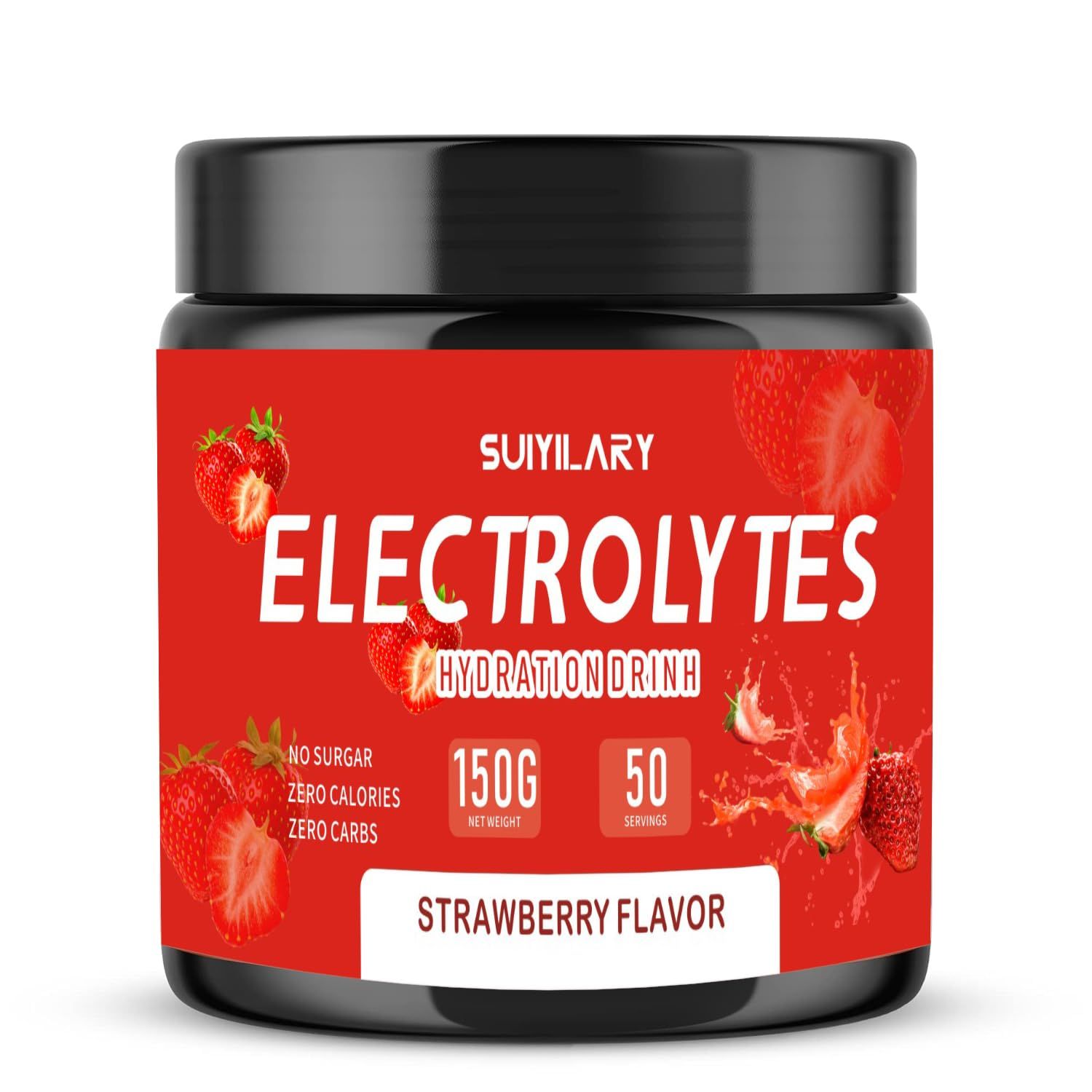 Electrolytes Powder No Sugar No Carbs, Keto Daily Electrolyte Drink Mix, Potassium &amp; Salt Hydration Powder Electrolytes Zero Calorie Sugar Free Electrolyte Powder, Strawberry 50 Servings