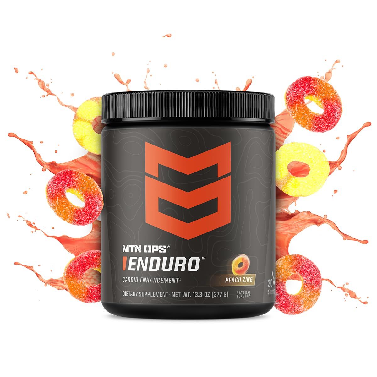 MTN OPS Enduro Nitric Oxide Supplement &amp; Stim-Free Pre Workout - 30 Servings - with Magnesium Citrate, Beet Root Powder, Niacinamide, L Arginine &amp; L Citrulline - Peach Zing Flavor