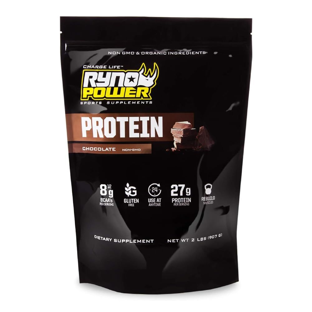 Ryno Power All Natural Whey Protein 2lb (20 Servings) &#39;Chocolate&#39; - 100% Whey Protein Blend &amp; No Fillers - Non GMO