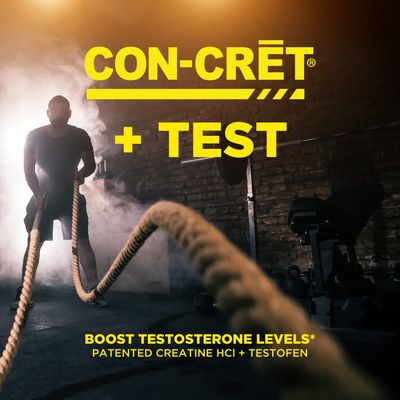 CON-CRET+ Test, CON-CRET Patented Creatine HCl Now with Testofen, Boost Testosterone Levels, 60 Capsules