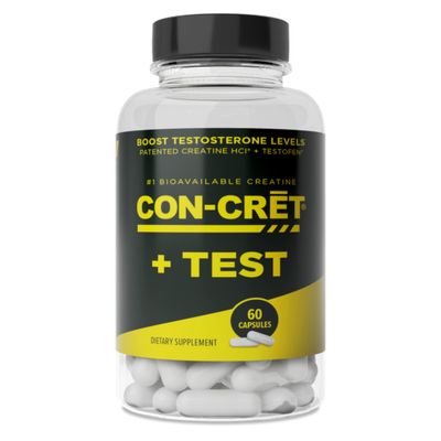 CON-CRET+ Test, CON-CRET Patented Creatine HCl Now with Testofen, Boost Testosterone Levels, 60 Capsules