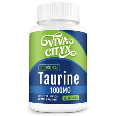 Taurine 1000mg - Liposomal Taurine Amino Acid Supplement for Heart, Liver, and Brain, Longevity - High Absorption, Vegan &amp; Gluten Free (60 Softgels - 1 Pack)