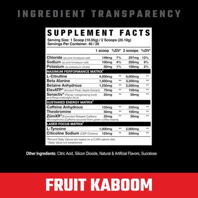 Axe &amp; Sledge Intake Pre-Workout, 20/40 Servings (Fruit Kaboom)