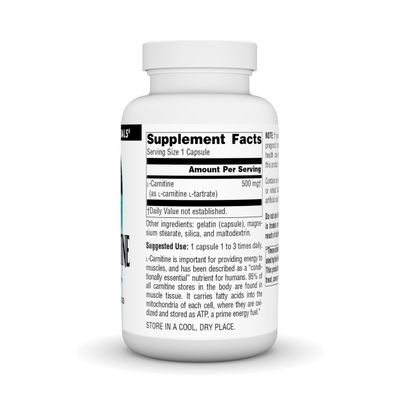 Source Naturals L-Carnitine 500 mg for Metabolic Energy - 120 Capsules