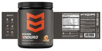 MTN OPS Enduro Nitric Oxide Supplement & Stim-Free Pre Workout - 30 Servings - with Magnesium Citrate, Beet Root Powder, Niacinamide, L Arginine & L Citrulline - Peach Zing Flavor