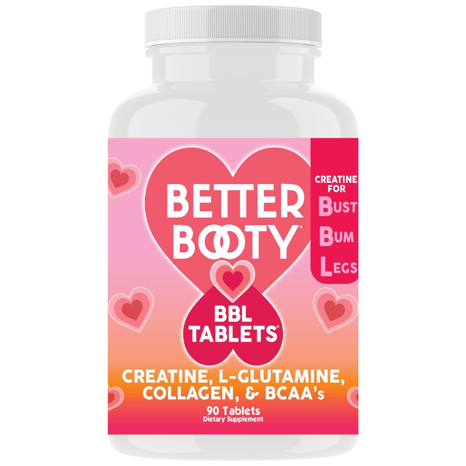 Better Booty BBL Tablets - Creatine for Booty Gains &amp; Muscle Building, Glute Builder Supplement for Women with Creatine Monohydrate, L-Glutamine, Collagen, and BCAA&#39;s (90ct)