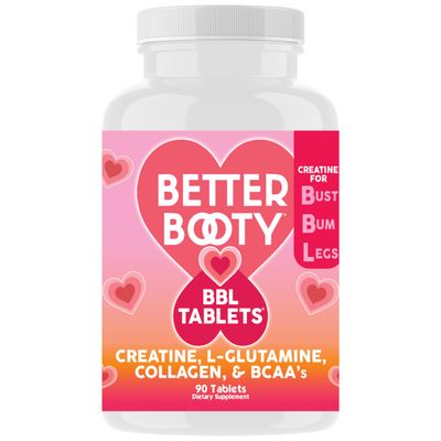 Better Booty BBL Tablets - Creatine for Booty Gains &amp; Muscle Building, Glute Builder Supplement for Women with Creatine Monohydrate, L-Glutamine, Collagen, and BCAA&#39;s (90ct)