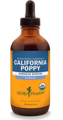 Herb Pharm Certified Organic California Poppy Liquid Extract for Calming Nervous System Support - 4 Ounce