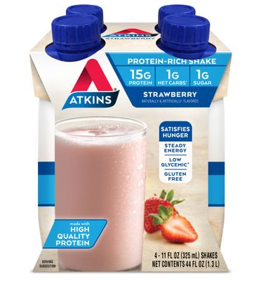 Atkins Gluten Free Protein-Rich Shake, Strawberry, 4 Count