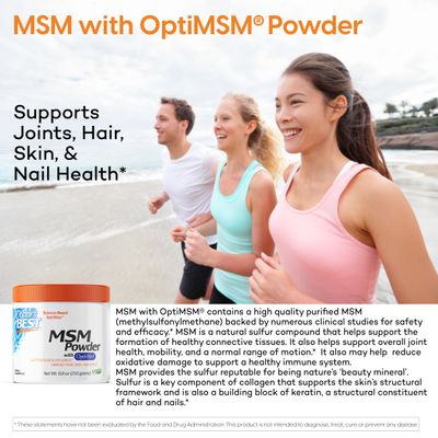 Doctor's Best MSM Powder with OptiMSM, Non-GMO, Vegan, Gluten Free, Soy Free, 250g