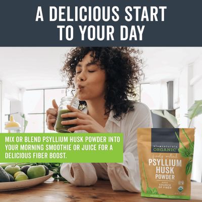 Viva Naturals Organic Psyllium Husk Powder, 24 oz - Finely Ground, Unflavored Plant Based Superfood - Good Source of Fiber for Gluten-Free Baking, Juices &amp; Smoothies - Certified Vegan, Keto and Paleo