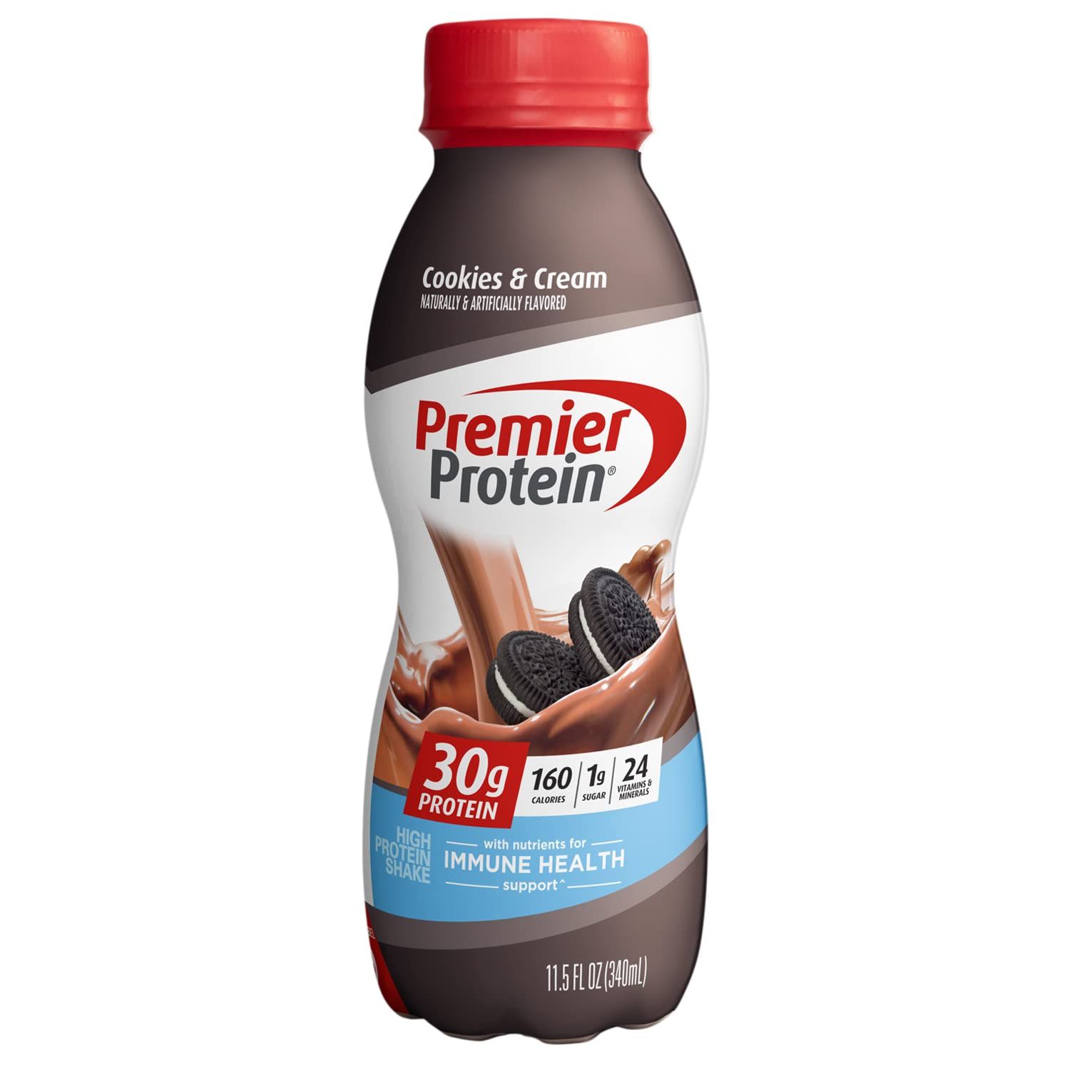Premier Protein Shake, Cookies &amp; Cream, 30g Protein, 1g Sugar, 24 Vitamins &amp; Minerals, Nutrients to Support Immune Health 11.5 fl oz